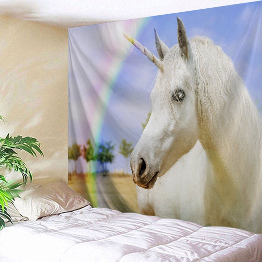 

Rainbow Unicorn Polyester Wall Hanging Tapestry, Colormix