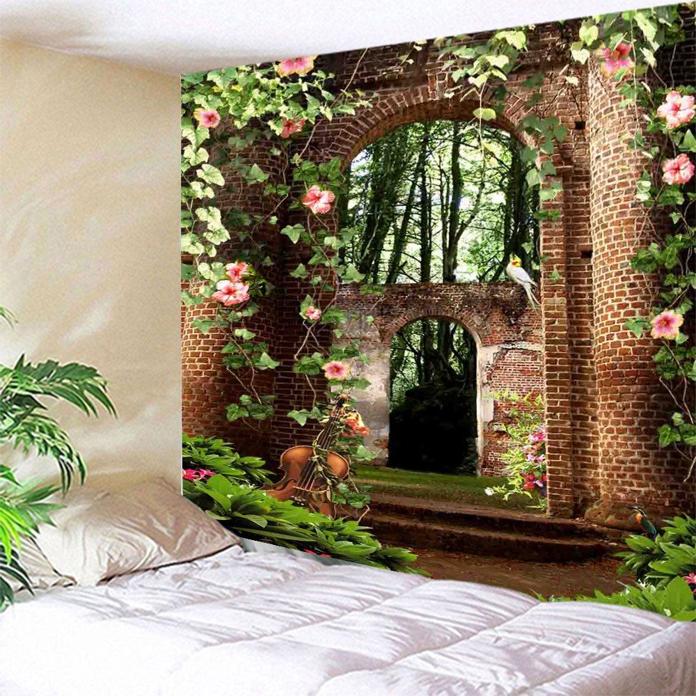 

Floral Arched Door Wall Hanging Bedroom Tapestry, Colormix