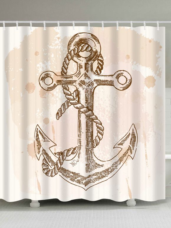 Rangement de douche de salle de bain Vintage Anchor avec crochets - Beige Léger W71 INCH * L79 INCH