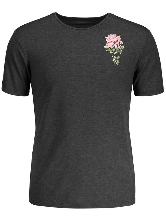 T-shirt Imprimé à Fleurs Tropicales - Gris L
