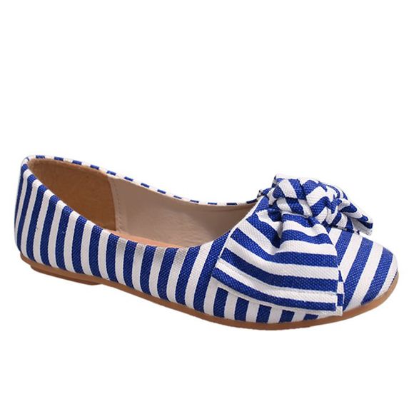 Chaussures plates à rayures - Bleu et Blanc 39