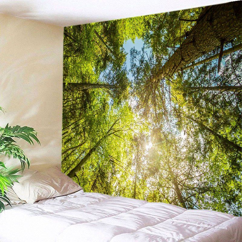 

Forest Sky Sunshine Print Tapestry Wall Hanging Art, Green