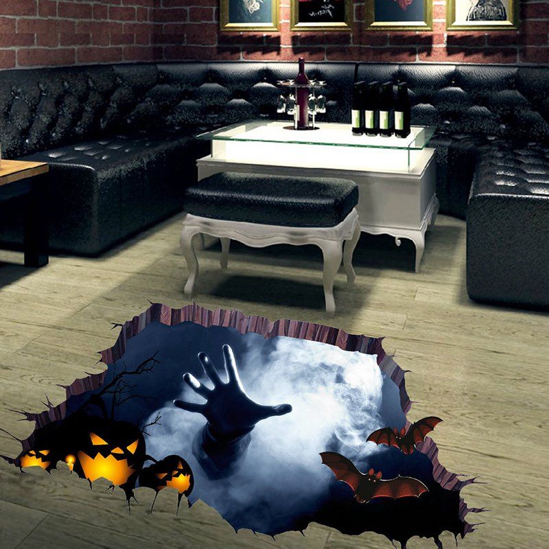 

3D Hand Pumpkin Halloween Wall Sticker, Black