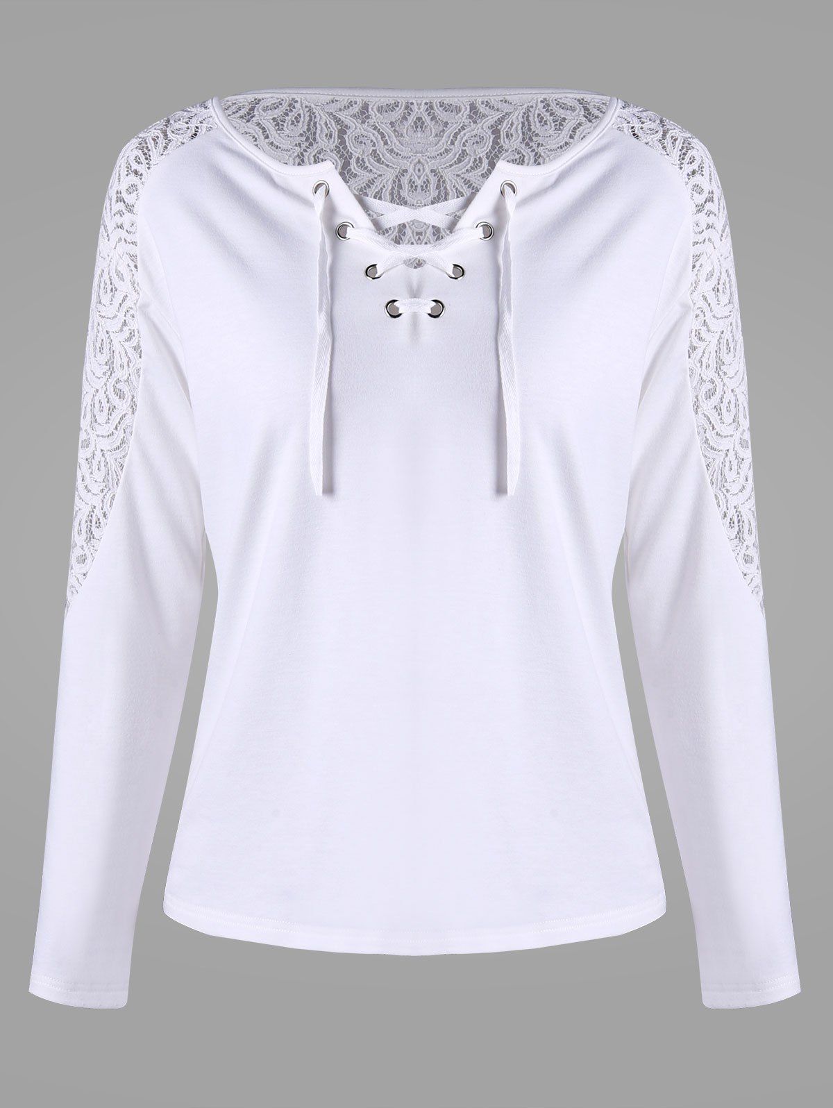 

Long Sleeve Lace Up T-shirt, White