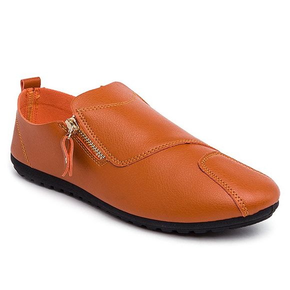 Chaussures à Enfiler en Simili Cuir avec Fermeture Éclair - Orange vif 42