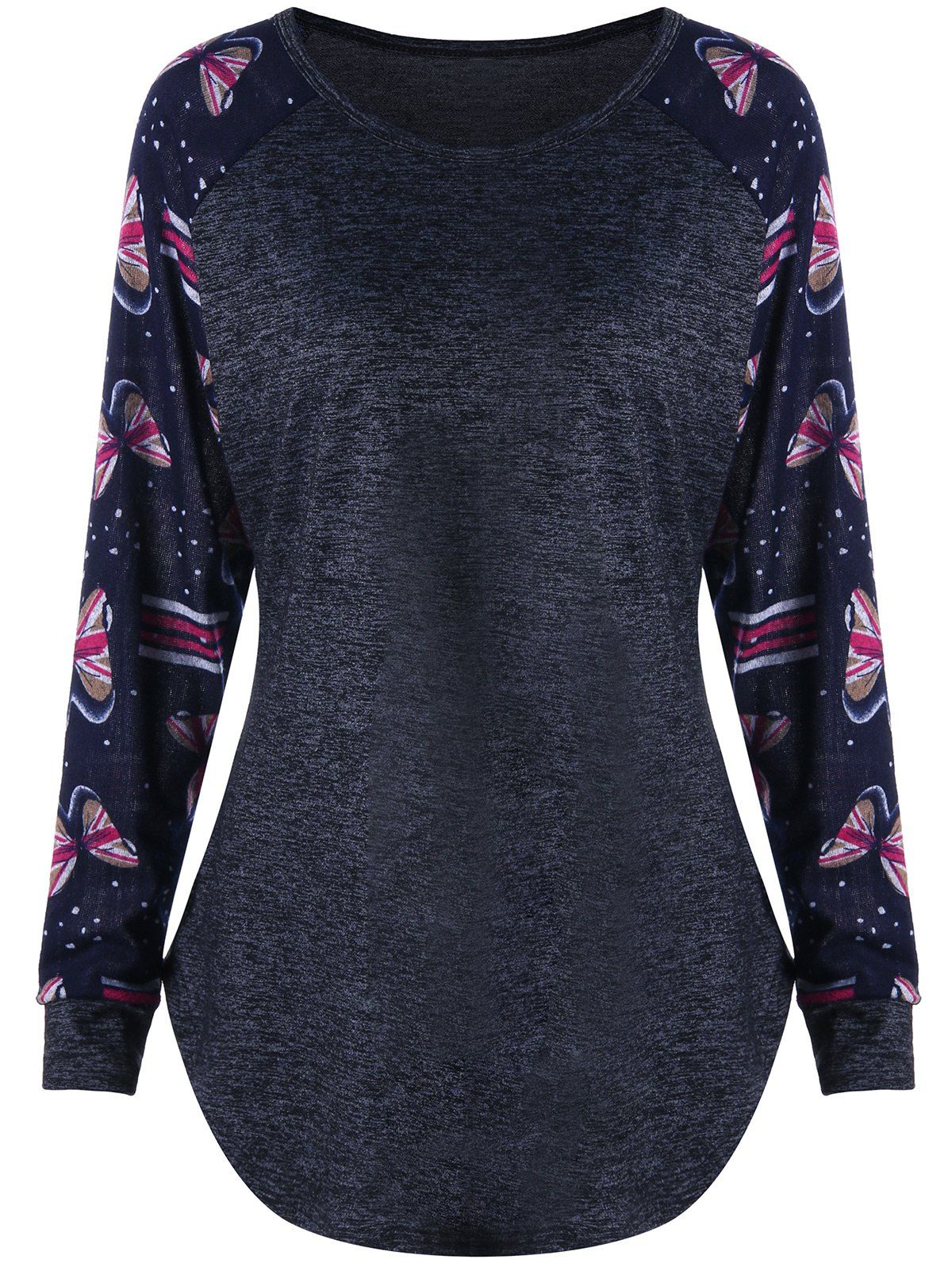 

Butterfly Raglan Sleeve Plus Szie T-shirt, Black
