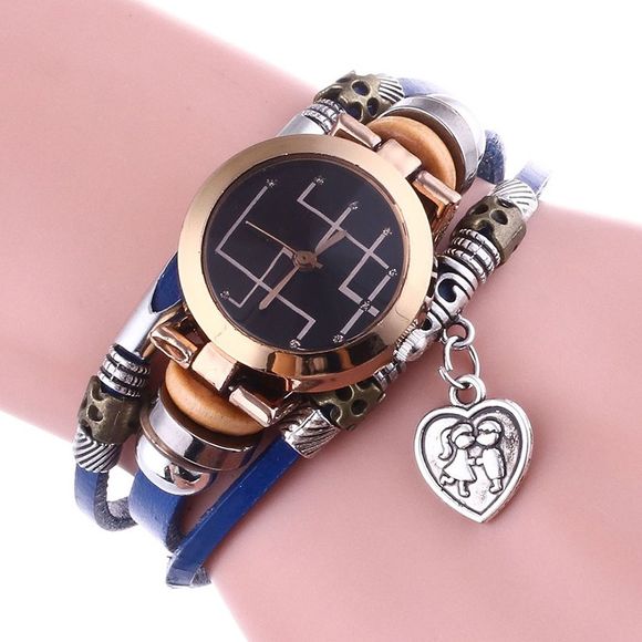 Lover Heart Layered Bracelet Watch - Bleu 