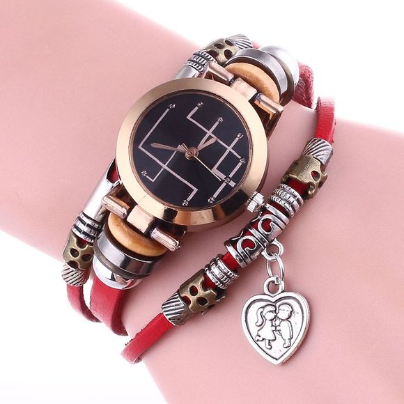 Lover Heart Layered Bracelet Watch - Rouge 