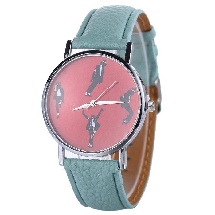 

Faux Leather Strap Michael Jackson Pattern Watch, Mint