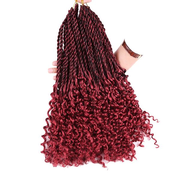 Extensions de Cheveux Partie Tressée et Partie Bouclée Pré-Pincées - Rouge vineux 16INCH