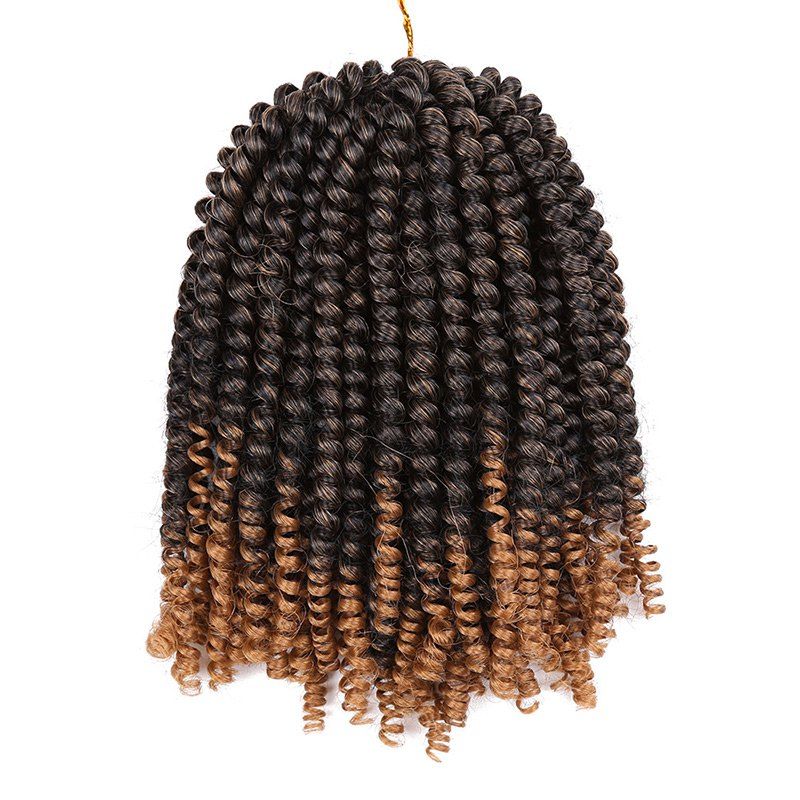 

Fluffy Afro Spring Twist Braids Short Hair Extensions, Black + golden
