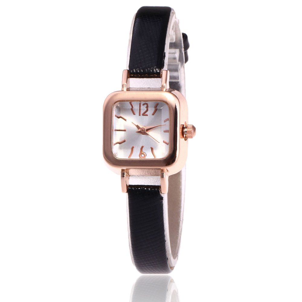 

Faux Leather Square Shape Watch, Black