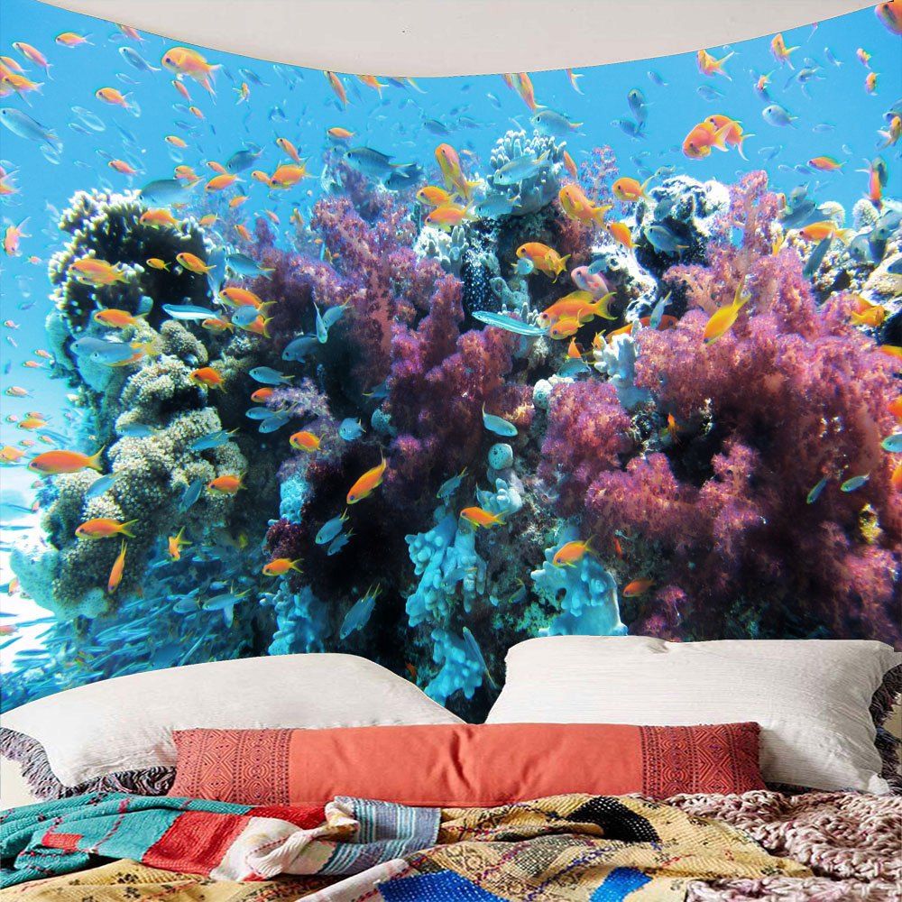

Underwater World Fish Shoals Waterproof Tapestry, Colorful