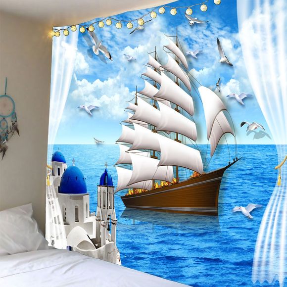 Tapis mural à l'eau pour bateaux nautiques Seascape - Bleu clair W59 INCH * L51 INCH