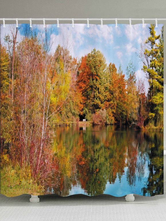 Rideau de Douche pour Salle de Bain Imprimé Lac de Forêt - Agrumes W71 INCH * L79 INCH