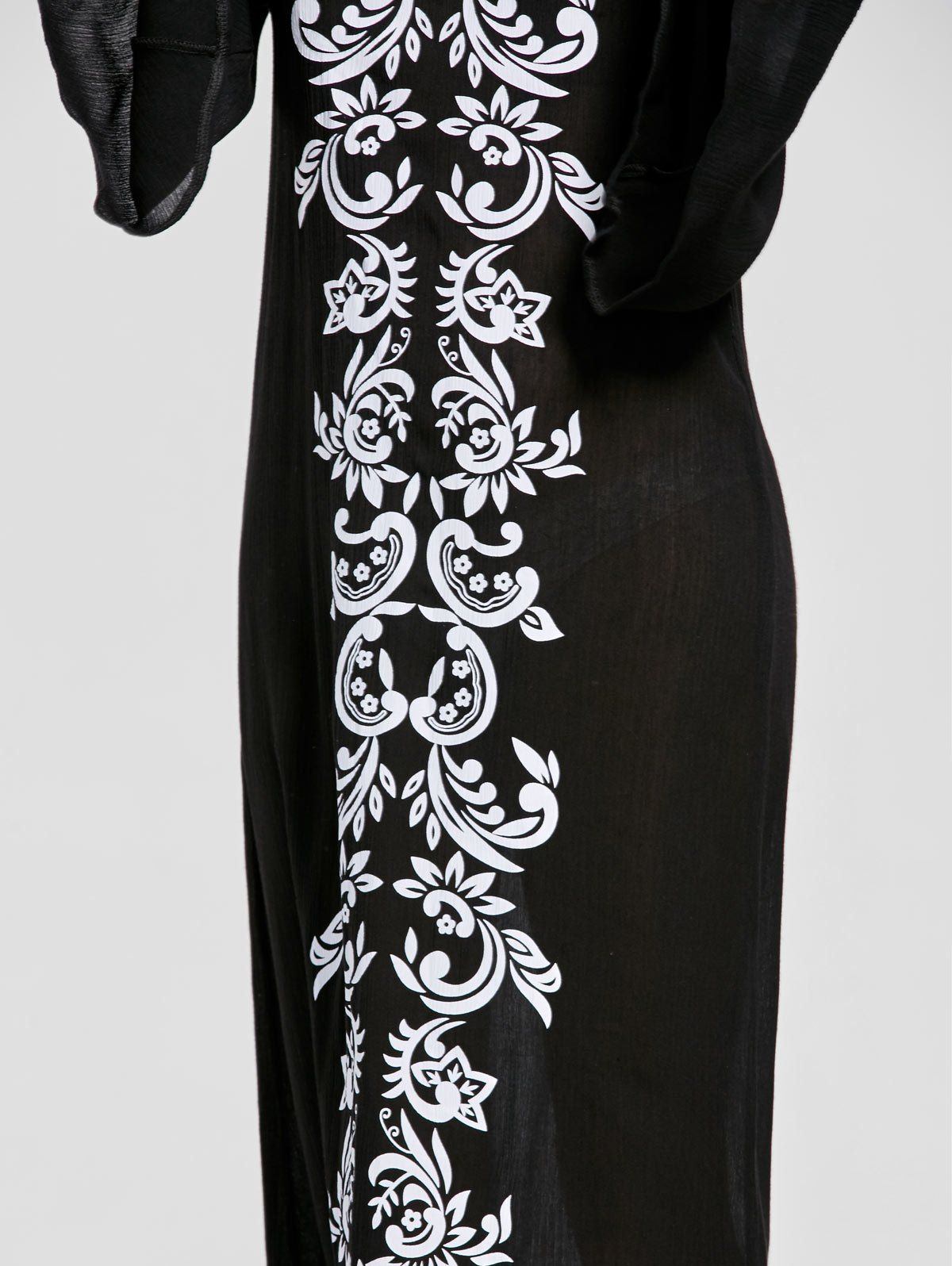 2018 Bandana Floral Flare Sleeve Dress BLACK XL In Print Dresses Online