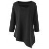 Plus Size Hollow Out Asymmetrical T-shirt - BLACK 5XL