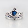 Faux Sapphire Coeur Finger Couronne Set - Bleu 6