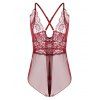 Body Croisé en Dentelle Transparente - Rouge vineux L