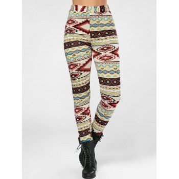 Women High Waisted Colorful Geometrical Print Leggings Clothing M Colormix