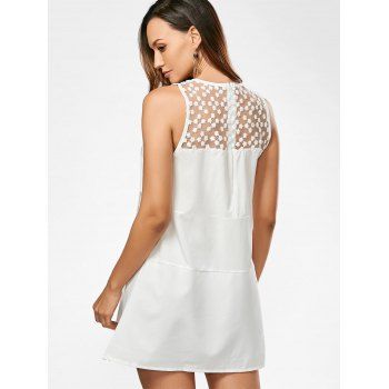 Sheer Embroidered Sleeveless Trapeze Dress