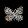 Broche à papillon brillant et étincelante - Bleu 