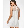 Sheer Embroidered Sleeveless Trapeze Dress - WHITE M