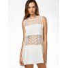 Sheer Embroidered Sleeveless Trapeze Dress - WHITE M
