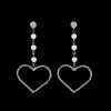 Rhinestone Faux Pearl Heart Dangle Earrings - Argent 