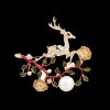 Broche strass Faux Pearl Christmas Elk Brooch - Rouge 