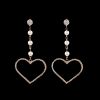 Rhinestone Faux Pearl Heart Dangle Earrings - d'or 