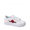 Faux Leather Embroidered Athletic Shoes - WHITE 39