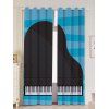 Rideaux de Fenêtre Adiaphane Piano Imprimée 2 Pièces - Bleu et Noir W53 INCH * L84.5 INCH