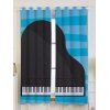 Rideaux de Fenêtre Adiaphane Piano Imprimée 2 Pièces - Bleu et Noir W53 INCH * L63 INCH