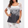 T-shirt Floral Ombré Effet en Crochet - Gris Noir XL