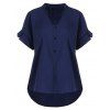 Chemise Grande Taille Boutonnée à Col en V - Bleu Violet 2XL