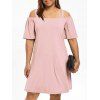 Robe Manches 1/2 Épaules Nues Grande Taille - Rose clair 3XL