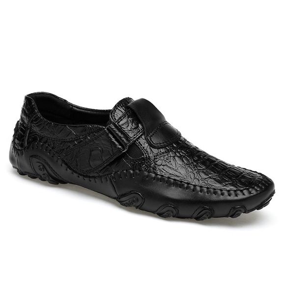 Crocodie Embossed Stitched Casual Shoes - Noir 38