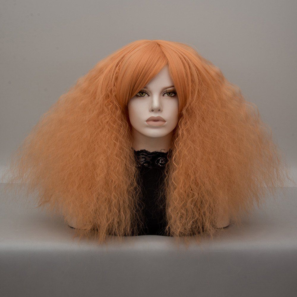 

Long Inclined Bang Shaggy Curly Wave Lolita Cosplay Wig, Golden