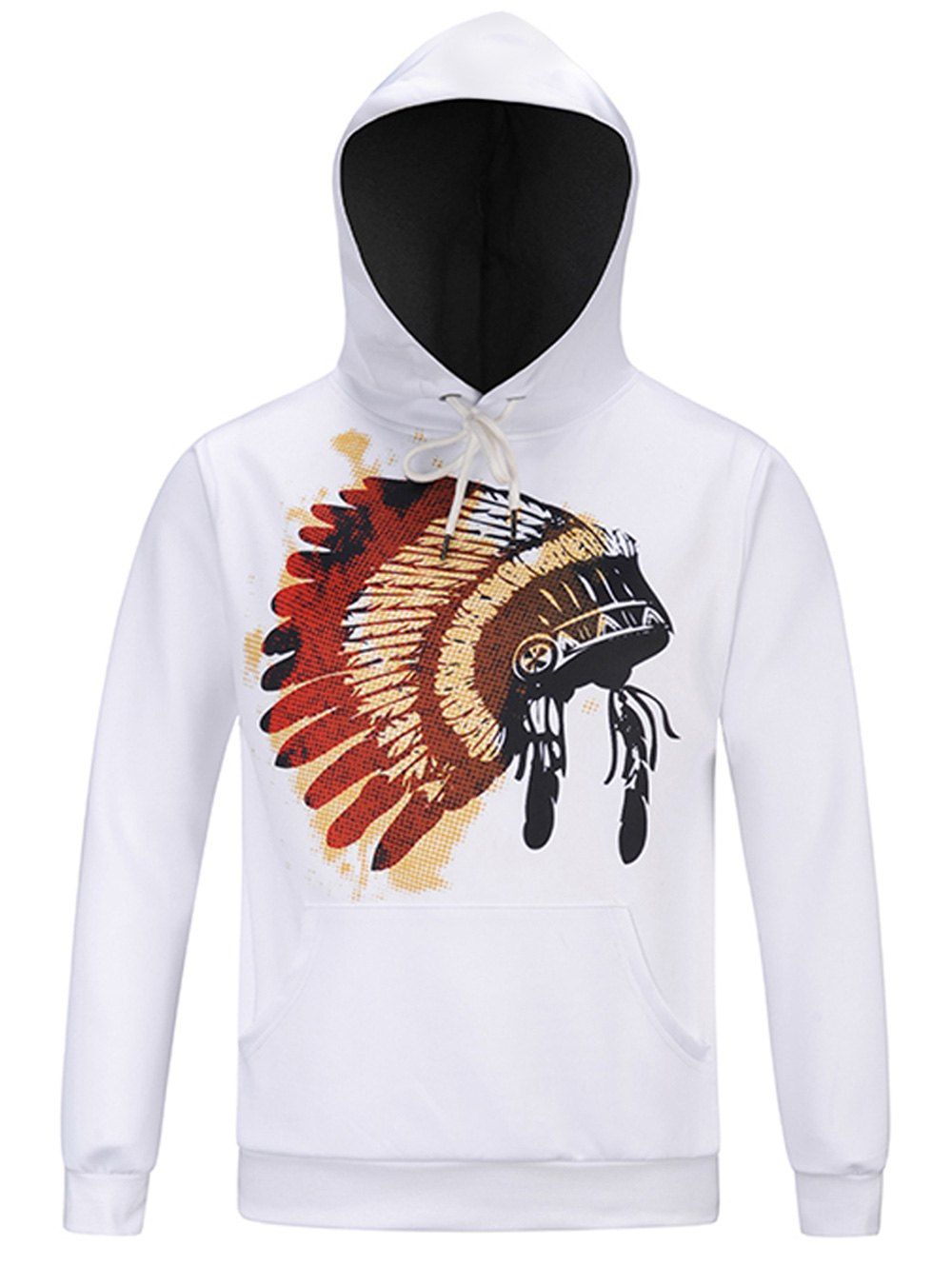 

Hooded Pocket Chief Hat Print Hoodie, White