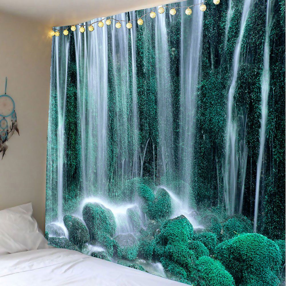 

Waterfall Trees Pattern Wall Hanging Tapestry, Green