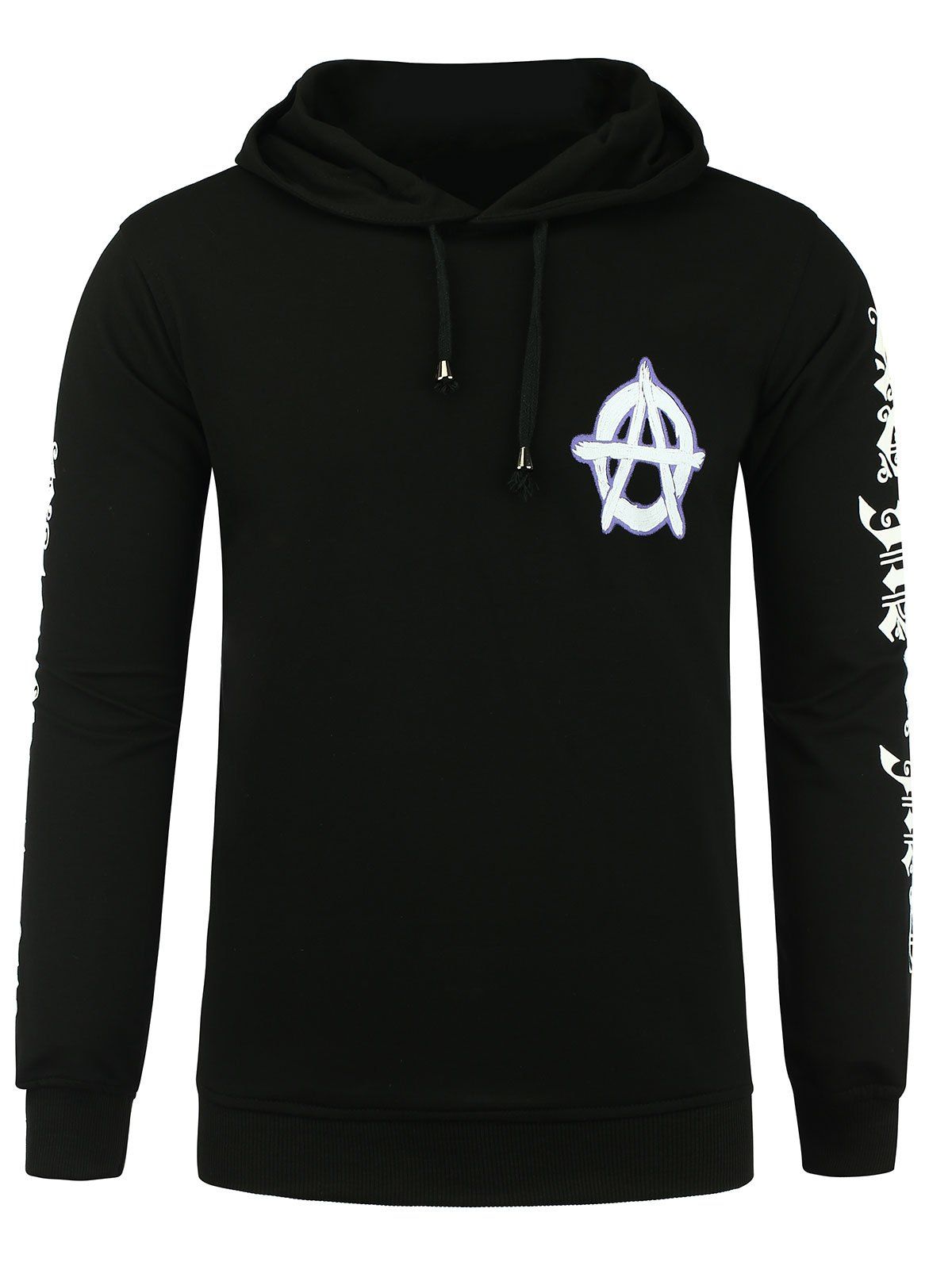 

Symbol Graphic Print Long Sleeve Hoodie, Black