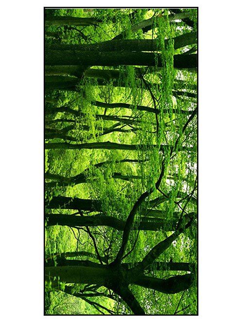 Forest Scenery Serviette de bain en polyester doux imprimé - Vert W15.5 INCH * L67 INCH