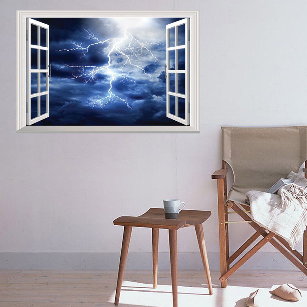 

Window Lightning 3D Wall Art Sticker, Deep blue