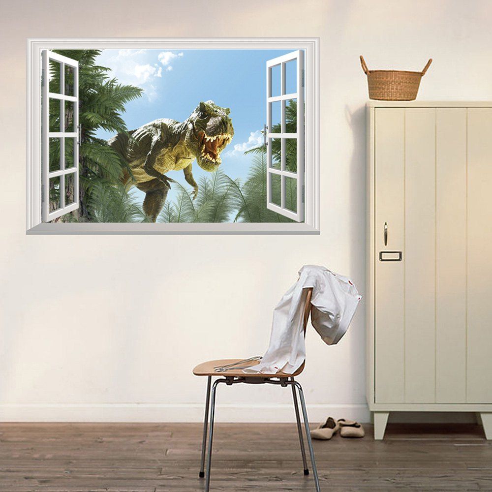 17 Off 2020 Window Dinosaur 3d Wall Art Sticker In Colormix