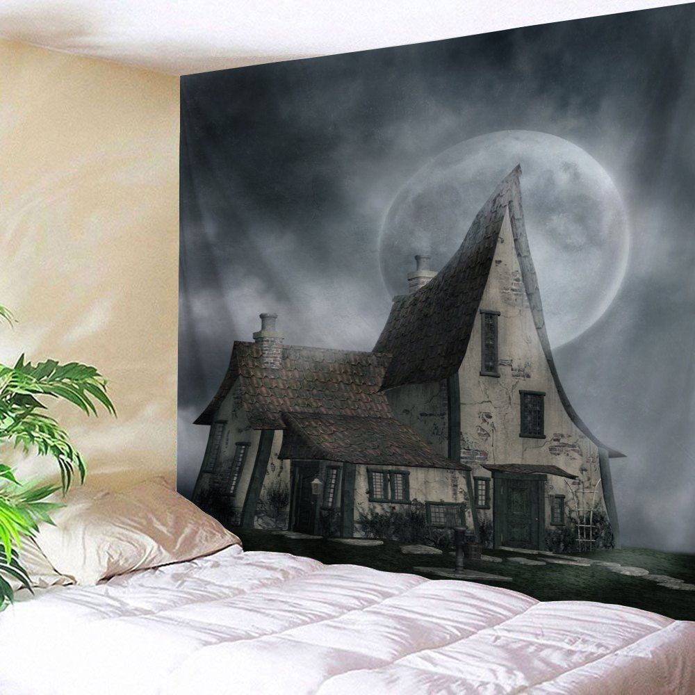 

Moonlight Cabin Tapestry Wall Art Hanging, Smoky gray