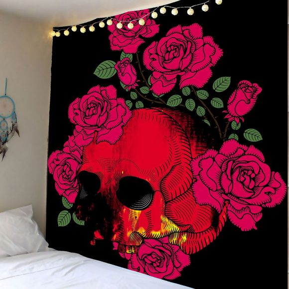 Tapisserie Murale Suspendue Halloween Rose Crâne Décoration Maison - coloré W79 INCH * L71 INCH