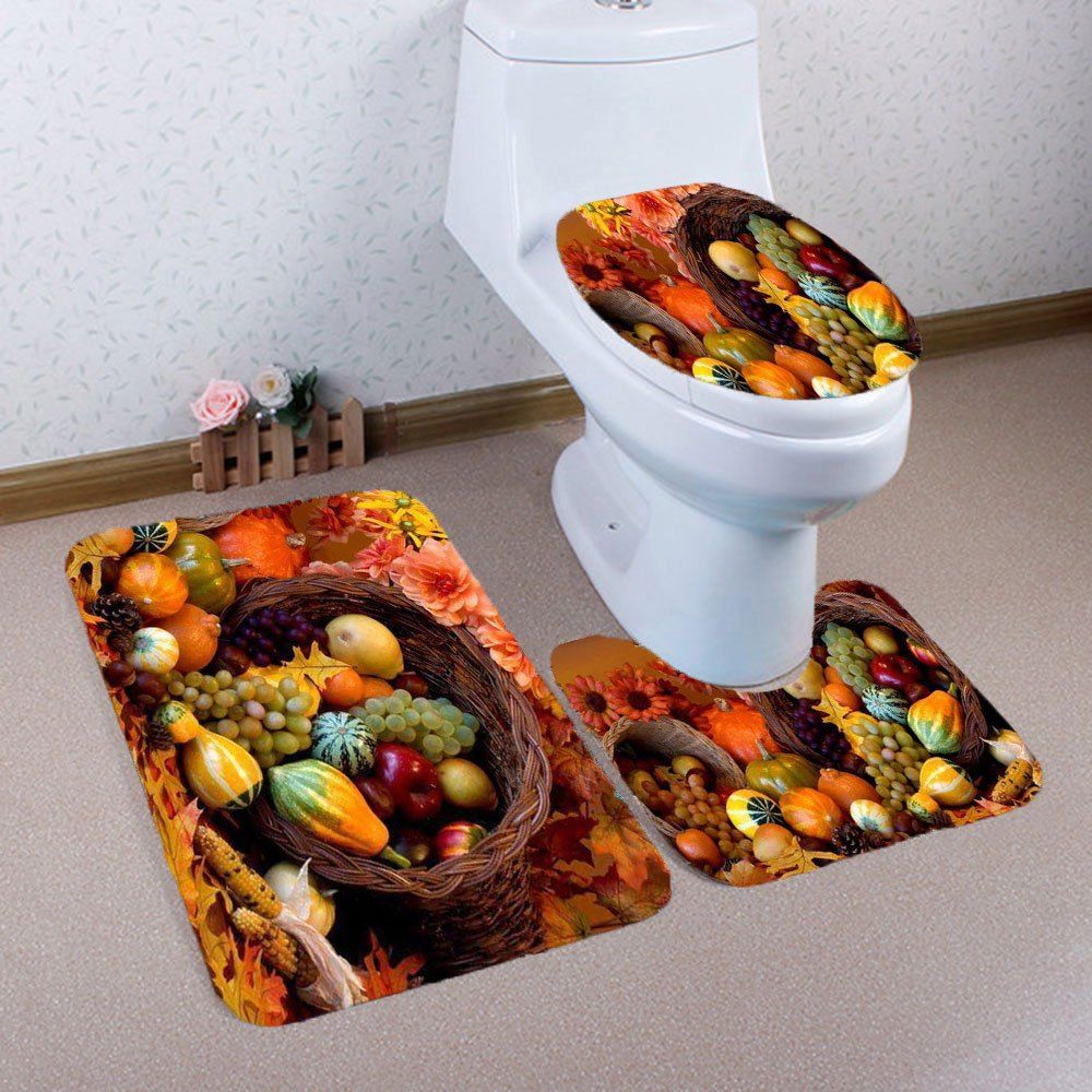 

Fruits Pattern Nonslip 3Pcs Bathroom Mats Set, Colorful