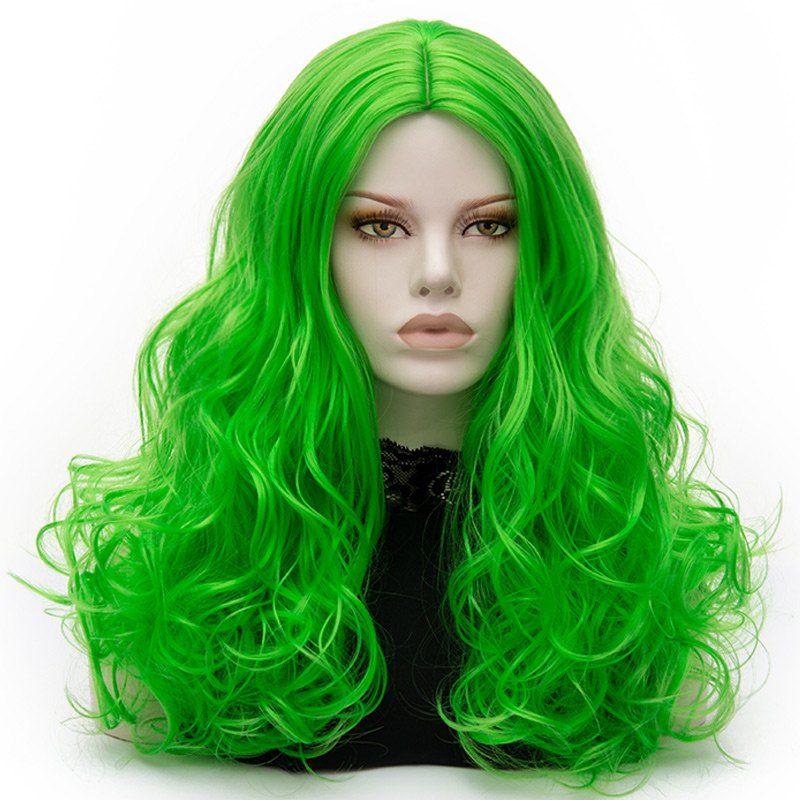 

Long Middle Part Fluffy Layered Wavy Cosplay Lolita Wig, Brilliant green