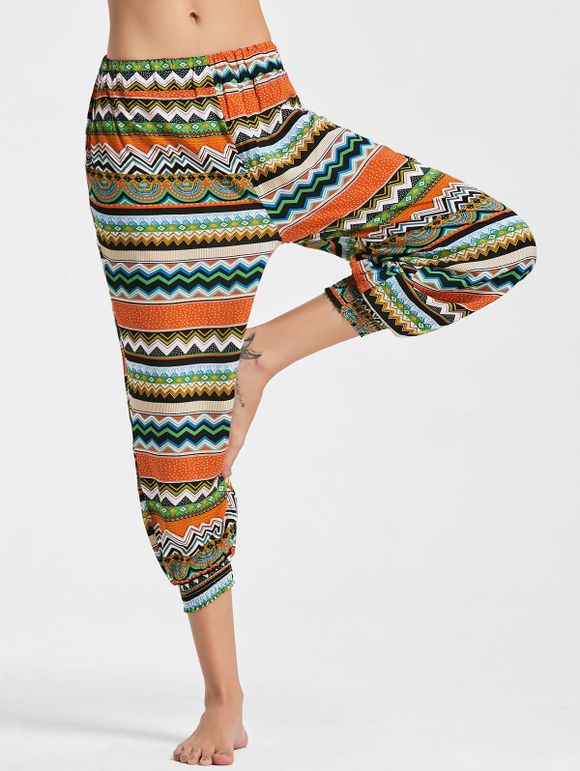 Pantalon de Jogger Capri Imprimé Géométrique - multicolore L